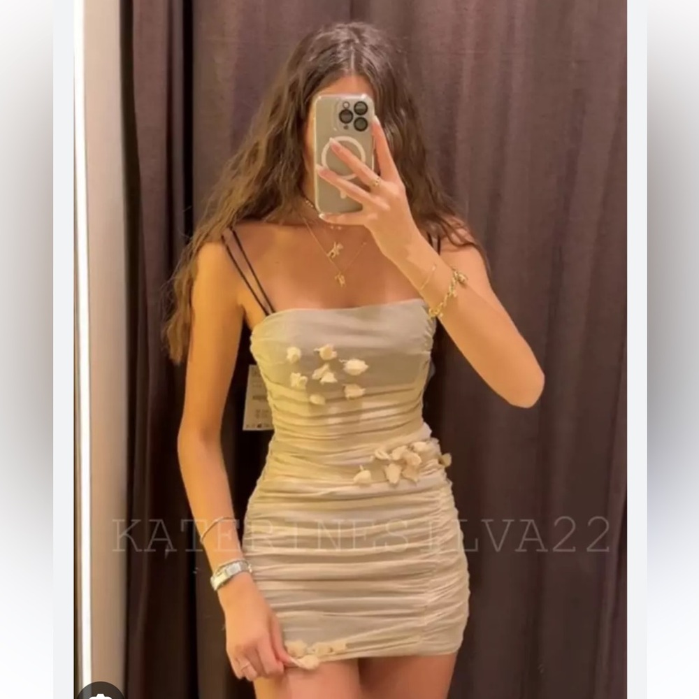 NWT ZARA FLORAL TULLE DRESS